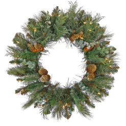 Sale 30 in. Pre-Lit North Conway Wreath with Warm White LED Lights Pre-Lit Christmas Wreaths|25-36 Inch Christmas Wreaths