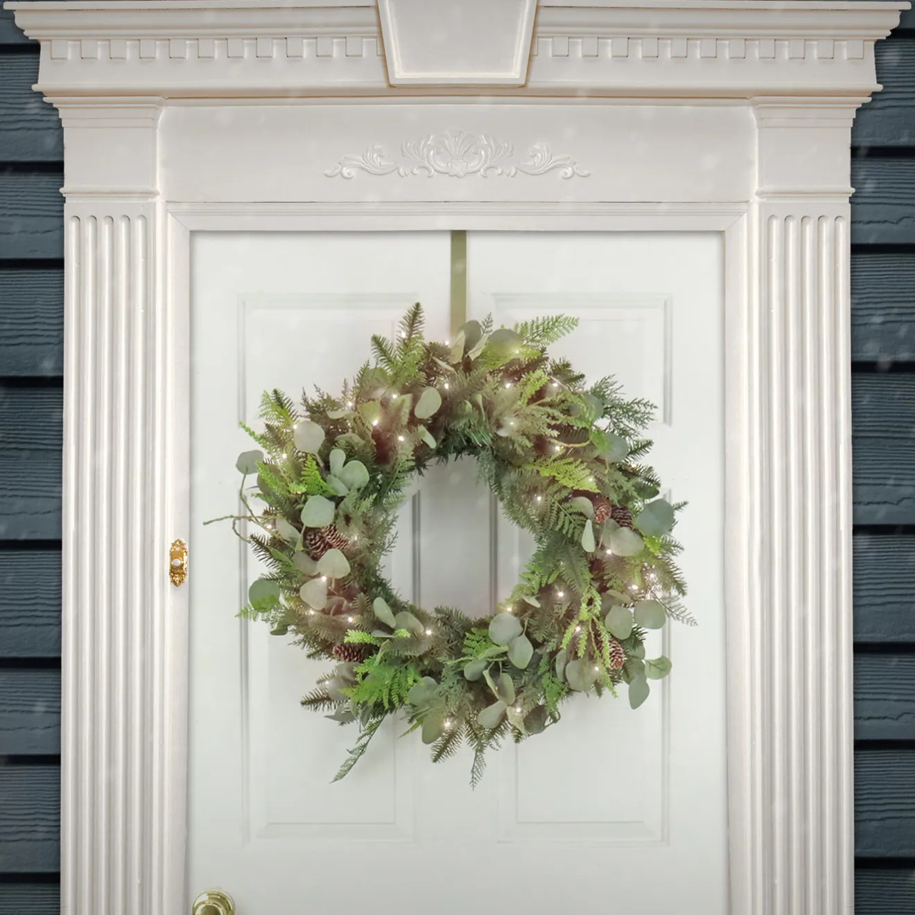 Sale 30 in. Pre-Lit North Conway Wreath with Warm White LED Lights Pre-Lit Christmas Wreaths|25-36 Inch Christmas Wreaths