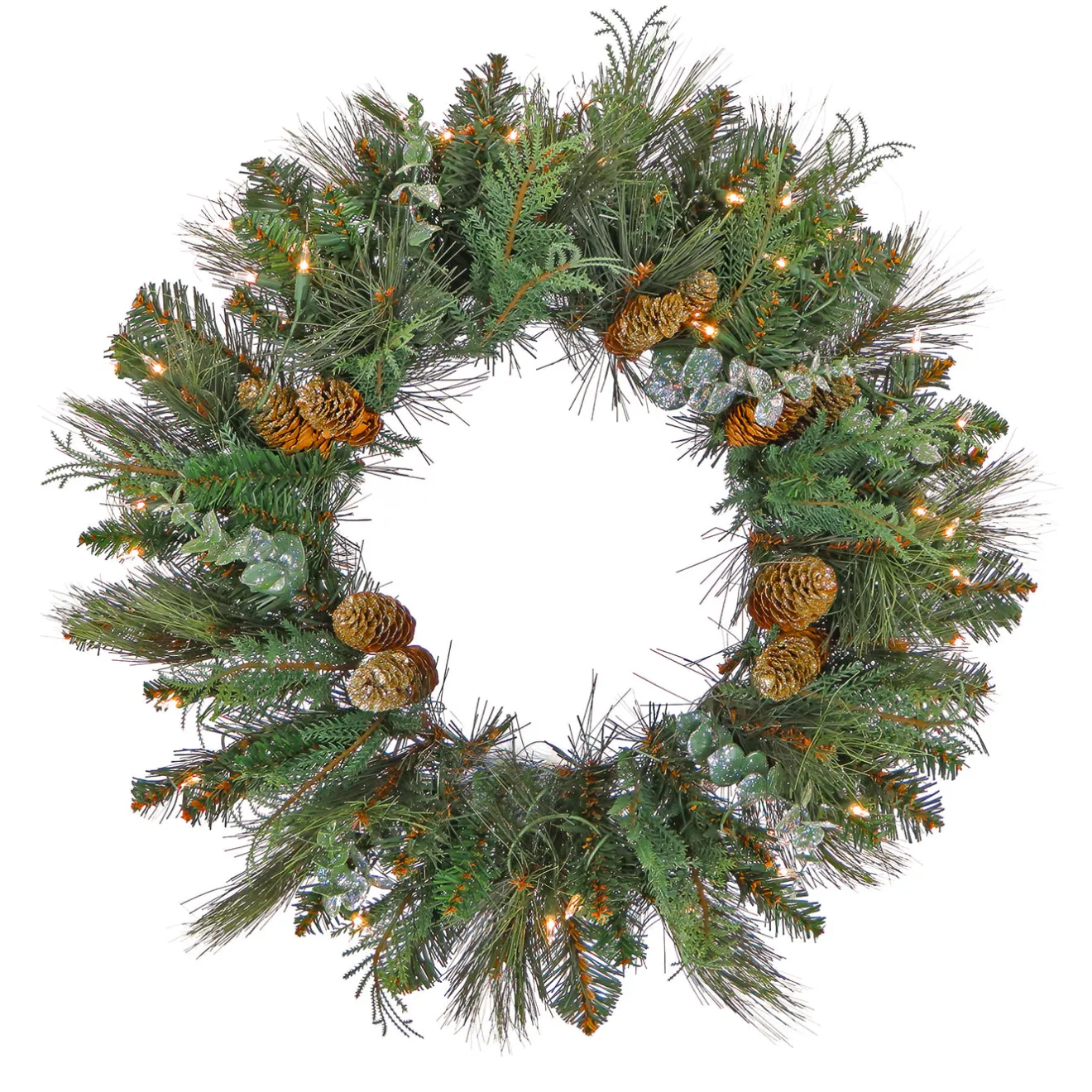 30 in. Pre-Lit North Conway Wreath with Clear Lights Pre-Lit Christmas Wreaths|25-36 Inch Christmas Wreaths