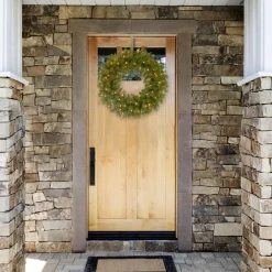 New 24 in. Pre-Lit North Valley Spruce Wreath with Dual Color LED Lights Pre-Lit Christmas Wreaths|21-24 Inch Christmas Wreaths