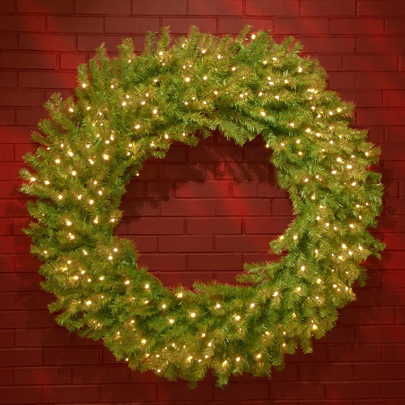 Discount 48 in. Pre-Lit Norwood Fir Wreath with Warm White LED Lights 37-60 Inch Christmas Wreaths