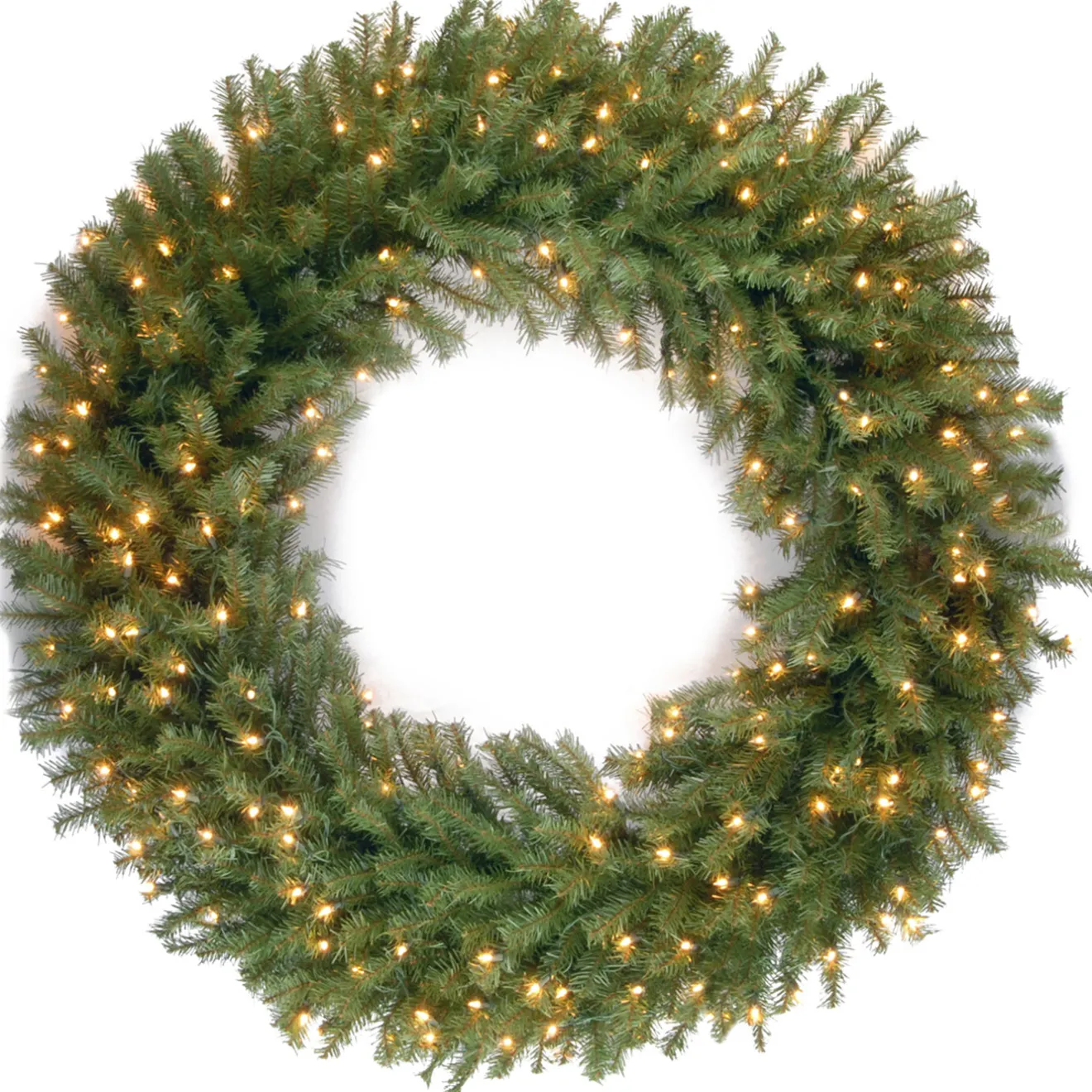 Discount 48 in. Pre-Lit Norwood Fir Wreath with Warm White LED Lights 37-60 Inch Christmas Wreaths