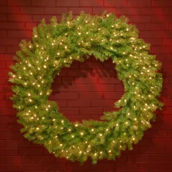 Discount 48 in. Pre-Lit Norwood Fir Wreath with Warm White LED Lights 37-60 Inch Christmas Wreaths