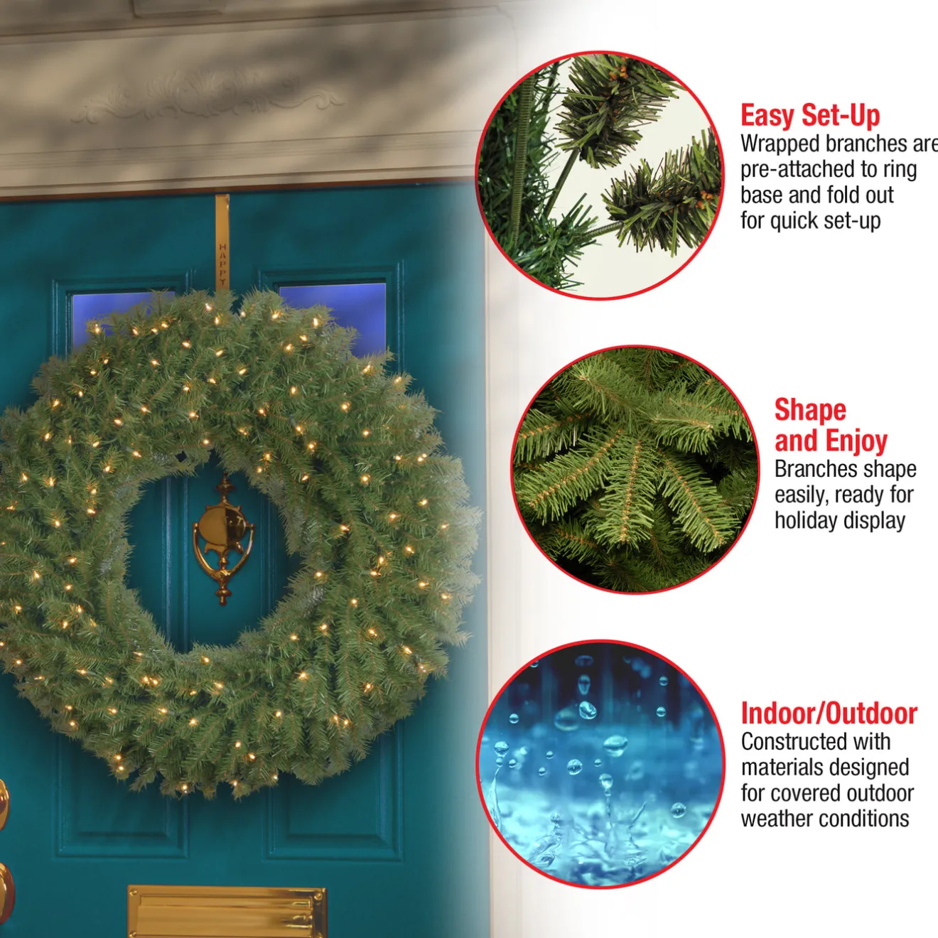 Discount 36 in. Pre-Lit Norwood Fir Wreath with Clear Lights Pre-Lit Christmas Wreaths|25-36 Inch Christmas Wreaths