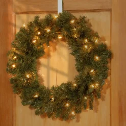 New 24 in. Pre-Lit Promotional Fir Wreath with Clear Lights Pre-Lit Christmas Wreaths|21-24 Inch Christmas Wreaths