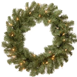 New 24 in. Pre-Lit Promotional Fir Wreath with Clear Lights Pre-Lit Christmas Wreaths|21-24 Inch Christmas Wreaths