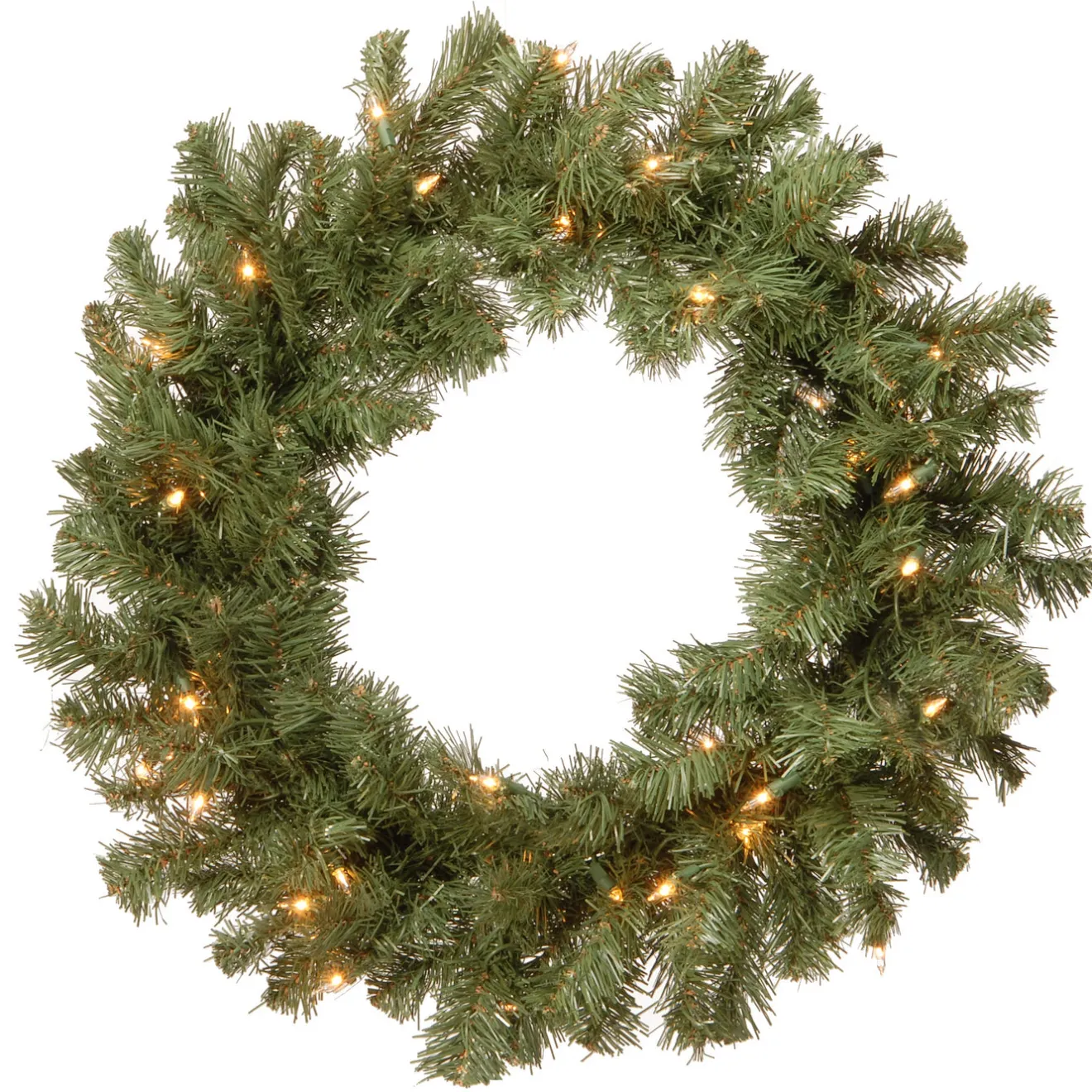 New 24 in. Pre-Lit Promotional Fir Wreath with Clear Lights Pre-Lit Christmas Wreaths|21-24 Inch Christmas Wreaths