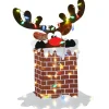 Best 47 in. Pre-Lit Reindeer Stuck in Chimney Decoration Decorative Accents