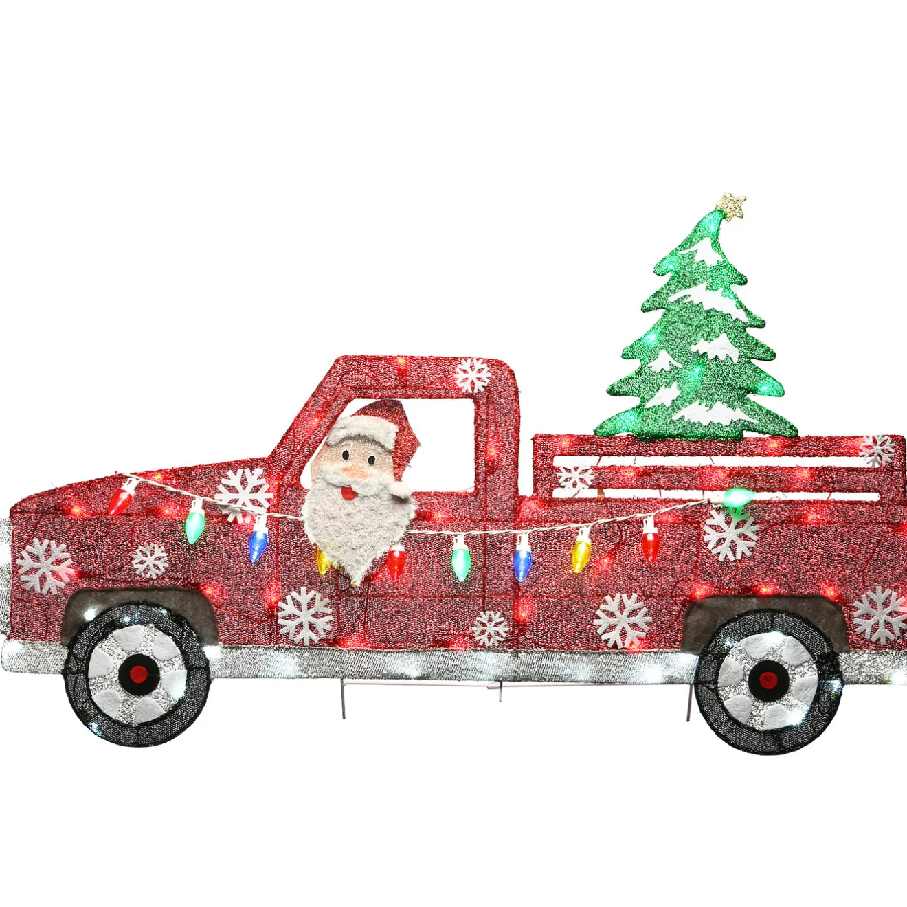 Outlet 27 in. Pre-Lit Santa in Red Truck Yard Decorations
