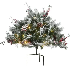 New 22 in. Pre-Lit Snowy Bedford Urn Filler with LED Lights Topiaries Arrangements