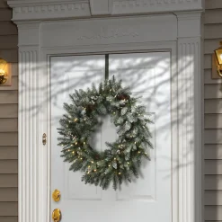 Sale 30 in. Pre-Lit Snowy Morgan Spruce Wreath with Twinkly LED Lights Pre-Lit Christmas Wreaths|25-36 Inch Christmas Wreaths