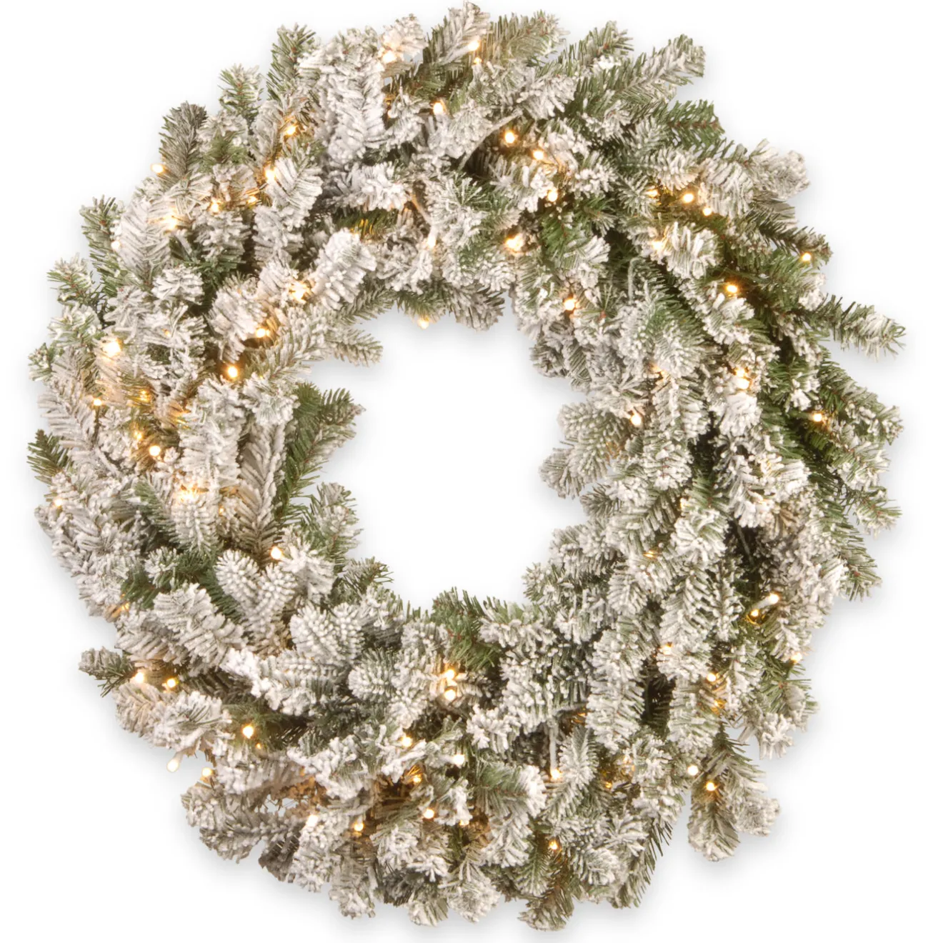 24 in. Pre-Lit Snowy Sheffield Spruce Wreath with Twinkly LED Lights Pre-Lit Christmas Wreaths|21-24 Inch Christmas Wreaths