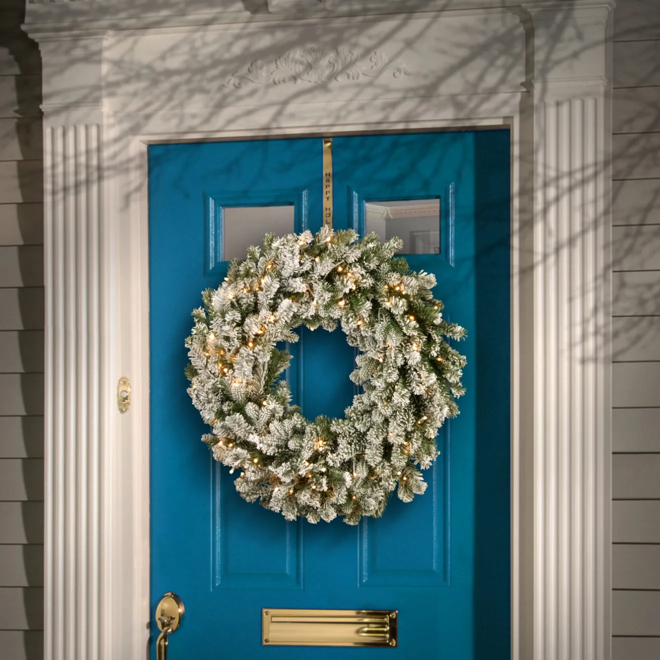24 in. Pre-Lit Snowy Sheffield Spruce Wreath with Twinkly LED Lights Pre-Lit Christmas Wreaths|21-24 Inch Christmas Wreaths