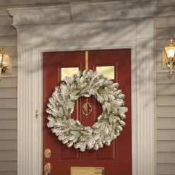 Online 30 in. Pre-Lit Snowy Sheffield Spruce Wreath with Twinkly LED Lights Pre-Lit Christmas Wreaths|25-36 Inch Christmas Wreaths