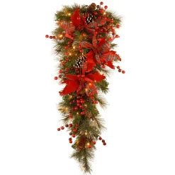 Online 36 in. Pre-Lit Tartan Plaid Teardrop with Warm White LED Lights Teardrops