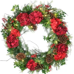 Online 30 in. Pre-Lit Vienna Waltz Decorated Wreath with LED Lights 25-36 Inch Christmas Wreaths