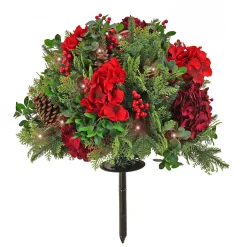 Outlet 28 in. Pre-Lit Vienna Waltz Decorated Urn Filler with LED Lights Topiaries Arrangements
