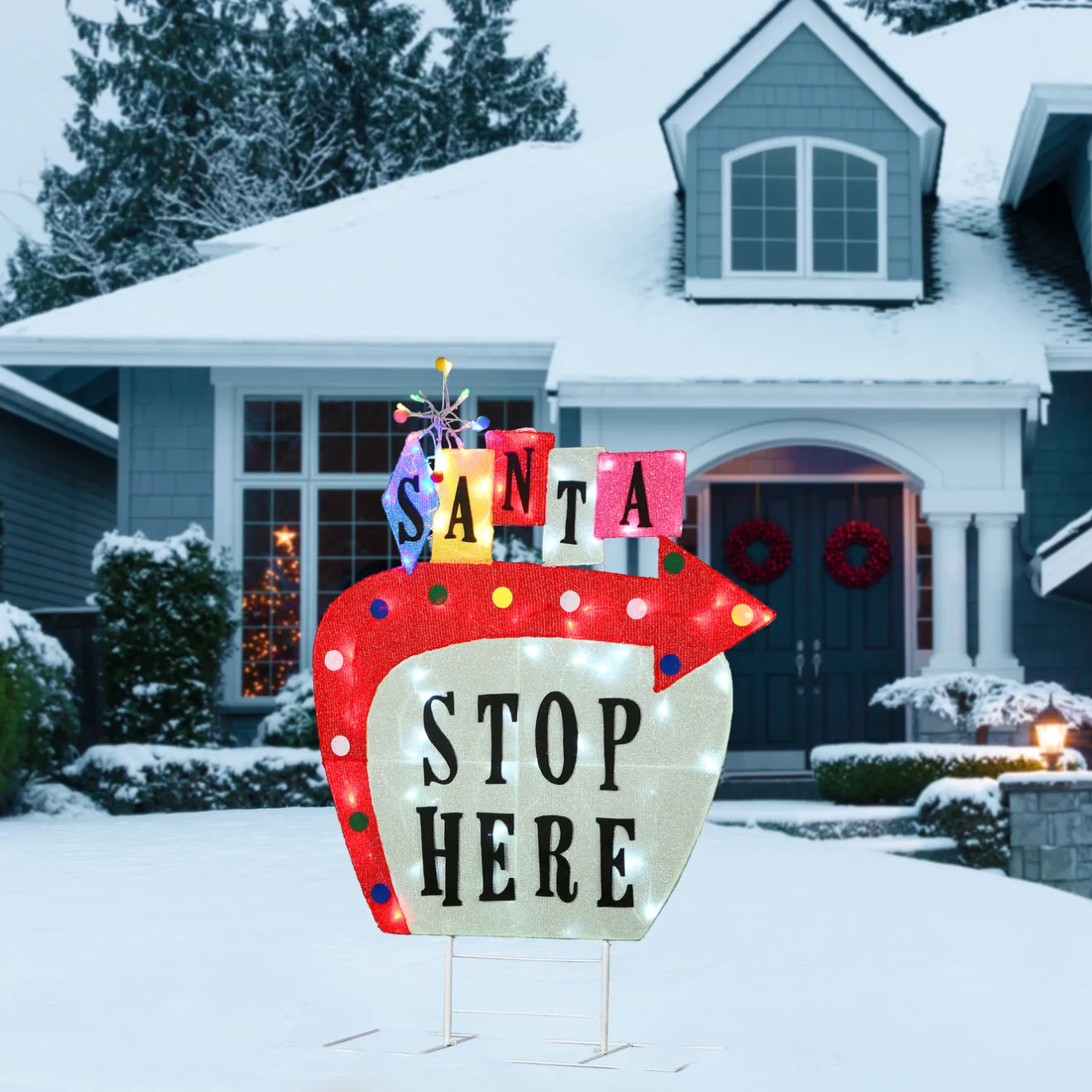 Clearance 50 in. Pre-Lit Vintage Vegas Santa Sign Yard Decorations
