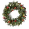 24 in. Pre-Lit Wintry Pine Wreath with LED Lights Pre-Lit Christmas Wreaths|21-24 Inch Christmas Wreaths