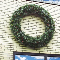 Sale 60 in. Pre-Lit Wintry Pine Wreath with Clear Lights Pre-Lit Christmas Wreaths|37-60 Inch Christmas Wreaths