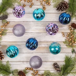 Outlet 13 in. Purple Xmas Ball Decor Set Tree Ornaments