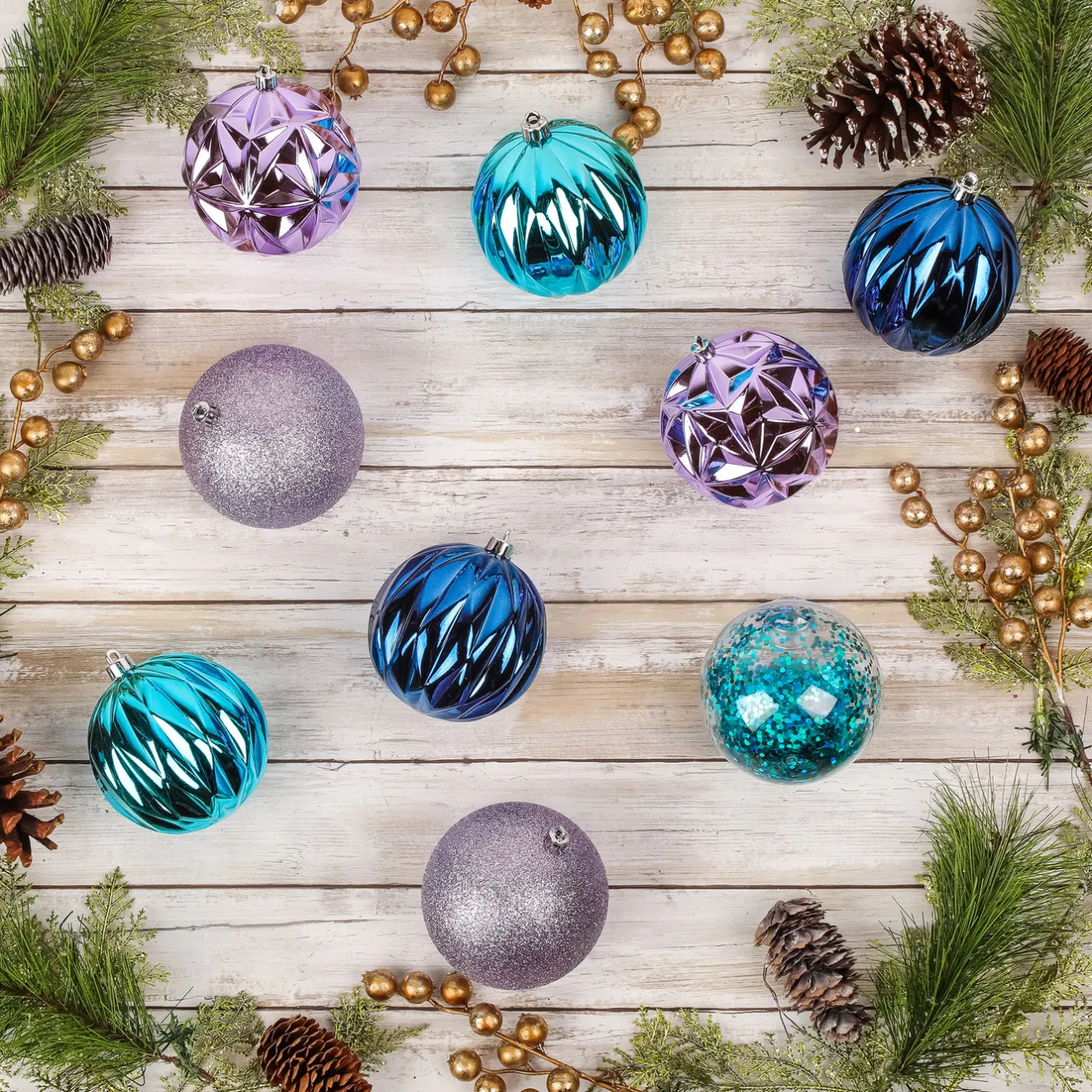 Outlet 13 in. Purple Xmas Ball Decor Set Tree Ornaments