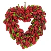 12 in. Red Petals and Leaves Floral Valentine’s Heart Wreaths