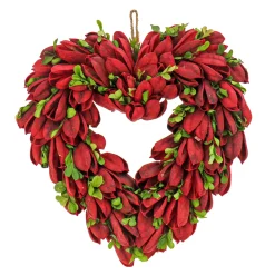 12 in. Red Petals and Leaves Floral Valentine’s Heart Wreaths