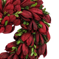 12 in. Red Petals and Leaves Floral Valentine’s Heart Wreaths