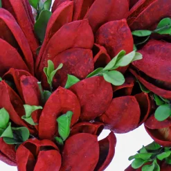 12 in. Red Petals and Leaves Floral Valentine’s Heart Wreaths