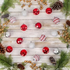 Hot 19 in. Red Xmas Ball Decor Set Tree Ornaments