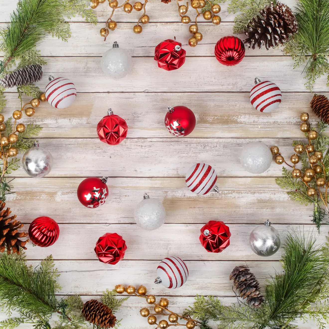 Hot 19 in. Red Xmas Ball Decor Set Tree Ornaments