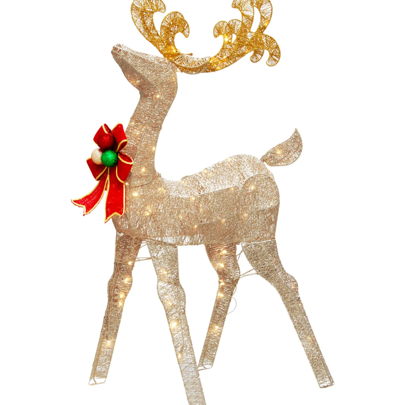 Discount 48 in. Reindeer Decoration with White LED Lights Yard Decorations