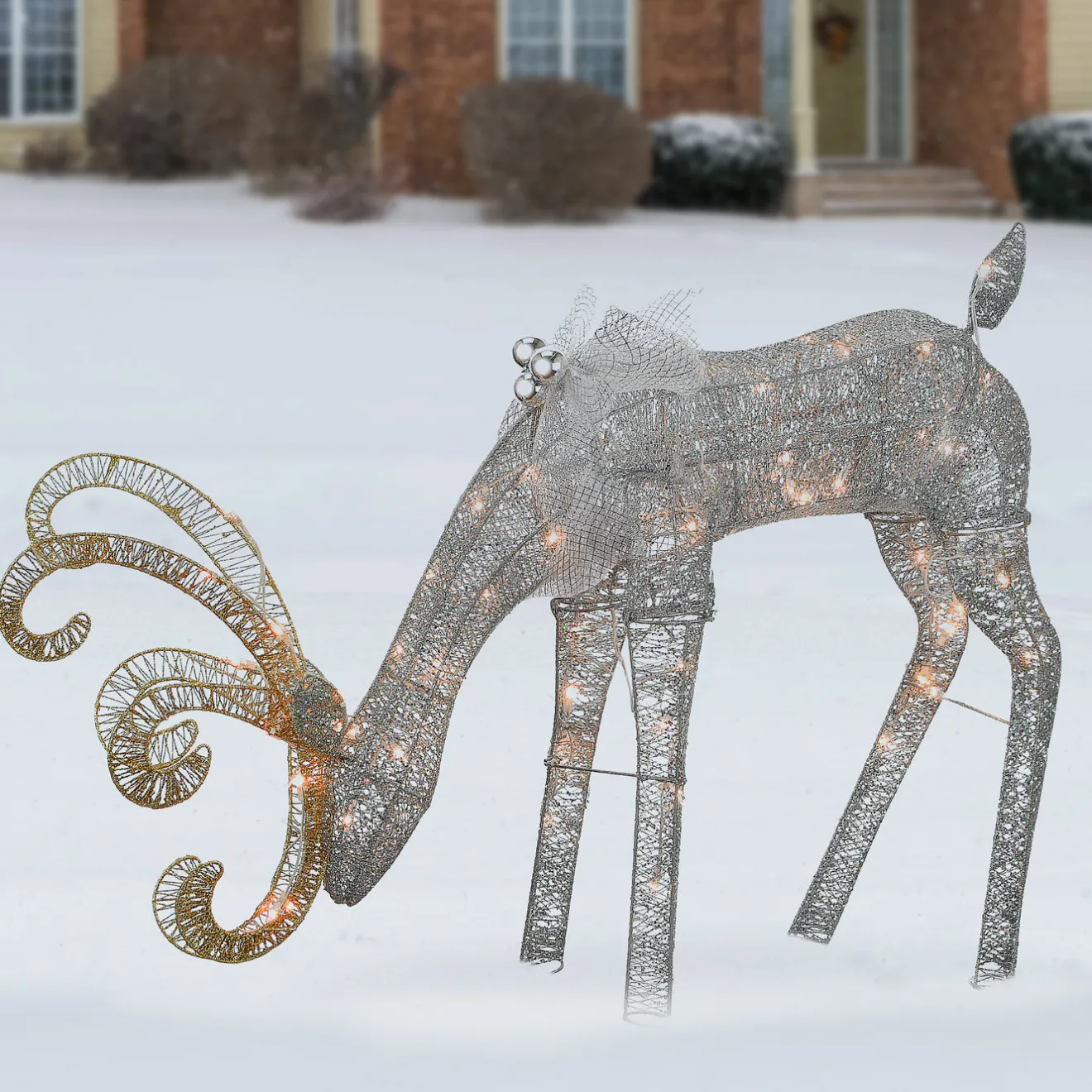Outlet 28 in. Reindeer Decoration with LED Lights Yard Decorations