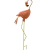 Best 34 in. Resting Peach Flamingo Metal Lawn Decoration Outdoor Decor