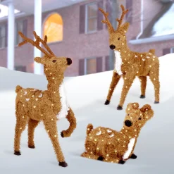 24 in. Resting Reindeer with Clear Lights Yard Decorations
