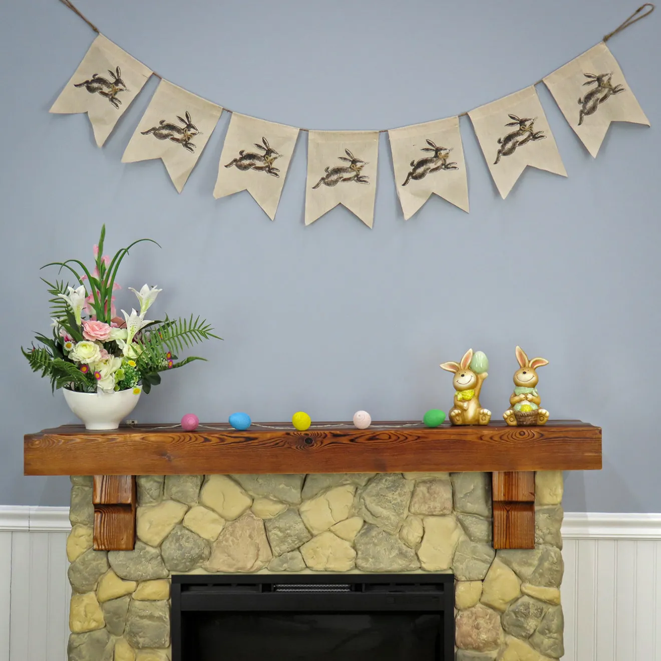 Discount 70 in. Running Easter Bunnies Hanging Banner Decoration Wall Decorations