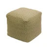 16 in. Sand Hand Woven Pouf Ottoman Patio Furniture