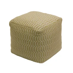 16 in. Sand Hand Woven Pouf Ottoman Patio Furniture
