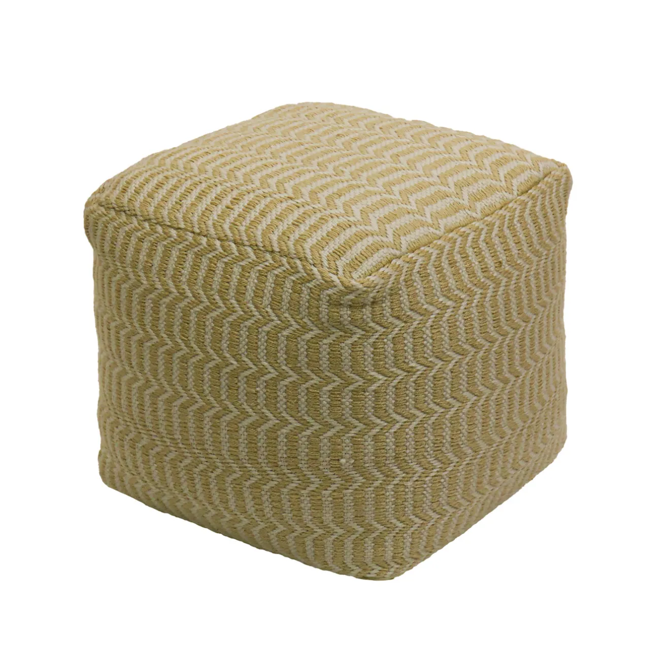 16 in. Sand Hand Woven Pouf Ottoman Patio Furniture