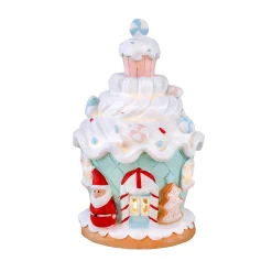 New 8 in. Santa Cake House with Lights Decorative Accents