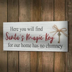 Hot 16 in. Santa's Key Tabletop Ornate Christmas Sign, White and Red Decorative Accents