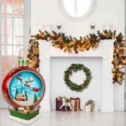 Online 34 in. Santas Sleigh Ornament with Multicolor Lights and Music Decorative Accents