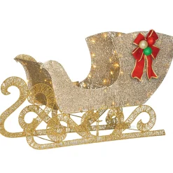 Discount 38 in. Santas Sleigh with LED Lights Yard Decorations