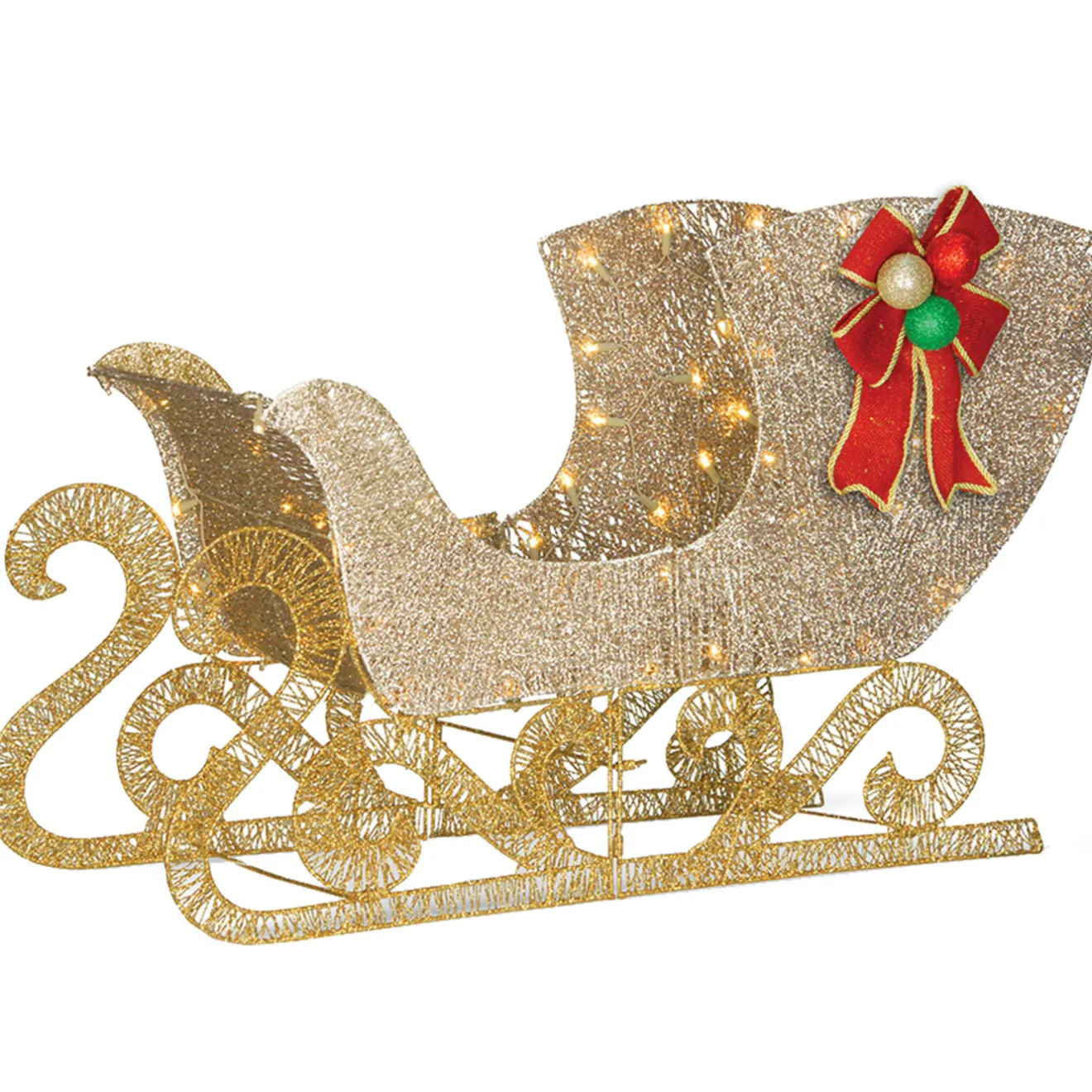 Discount 38 in. Santas Sleigh with LED Lights Yard Decorations