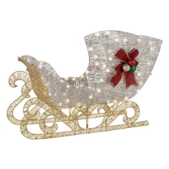 Discount 38 in. Santas Sleigh with LED Lights Yard Decorations