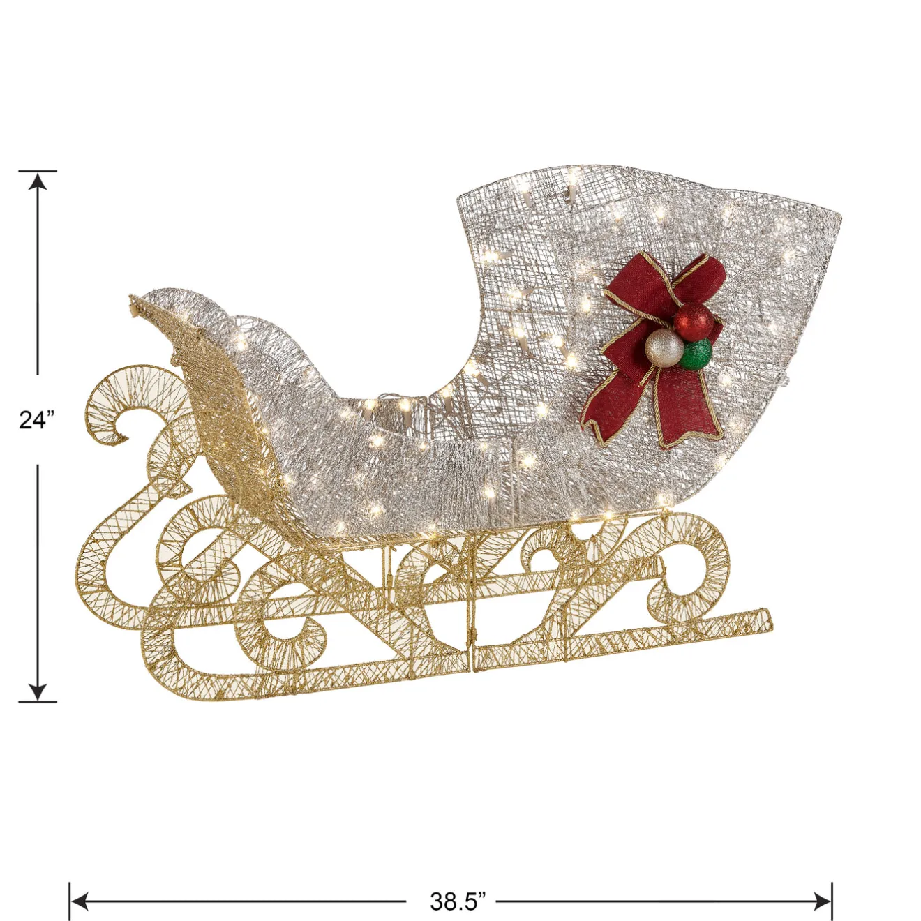 Discount 38 in. Santas Sleigh with LED Lights Yard Decorations