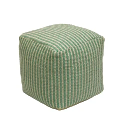 Sale 16 in. Sea Mist Hand Woven Pouf Ottoman Patio Furniture