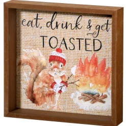 Online 8 in. Shadow Box with Cute Squirrel Hanging Wall Art Fall Decoration Fall Decorations