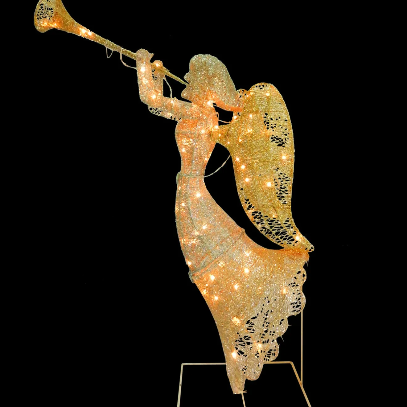 Outlet 48 in. Silver Angel Decor with White LED Lights Yard Decorations